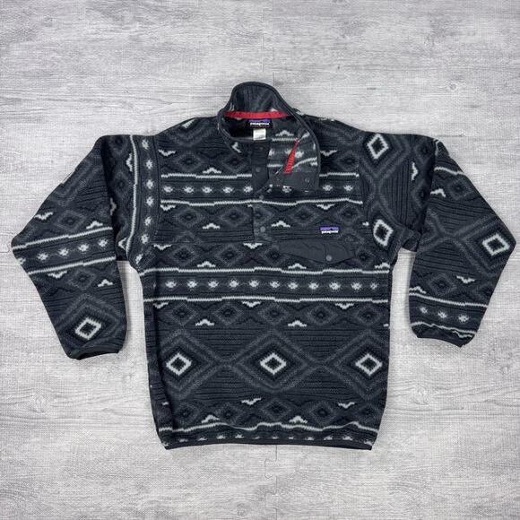 PATAGONIA Synchilla XS Eyota Forge Grey Black Aztec Southwestern Fleece Pullover